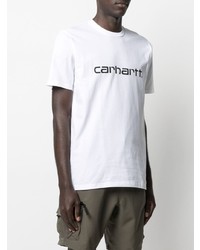 weißes und schwarzes bedrucktes T-Shirt mit einem Rundhalsausschnitt von Carhartt WIP