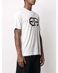 weißes und schwarzes bedrucktes T-Shirt mit einem Rundhalsausschnitt von Emporio Armani