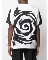 weißes und schwarzes bedrucktes T-Shirt mit einem Rundhalsausschnitt von MJB Marc Jacques Burton