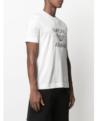 weißes und schwarzes bedrucktes T-Shirt mit einem Rundhalsausschnitt von Emporio Armani