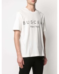 weißes und schwarzes bedrucktes T-Shirt mit einem Rundhalsausschnitt von Buscemi