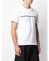 weißes und schwarzes bedrucktes T-Shirt mit einem Rundhalsausschnitt von White Mountaineering