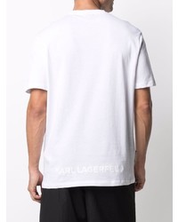 weißes und schwarzes bedrucktes T-Shirt mit einem Rundhalsausschnitt von Karl Lagerfeld