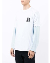 weißes und schwarzes bedrucktes T-Shirt mit einem Rundhalsausschnitt von Armani Exchange