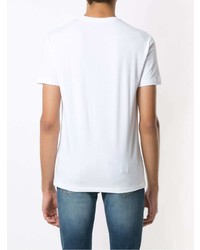 weißes und schwarzes bedrucktes T-Shirt mit einem Rundhalsausschnitt von Armani Exchange