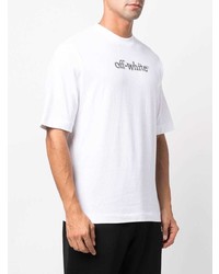 weißes und schwarzes bedrucktes T-Shirt mit einem Rundhalsausschnitt von Off-White