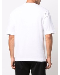 weißes und schwarzes bedrucktes T-Shirt mit einem Rundhalsausschnitt von Off-White