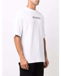 weißes und schwarzes bedrucktes T-Shirt mit einem Rundhalsausschnitt von Off-White