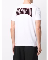 weißes und schwarzes bedrucktes T-Shirt mit einem Rundhalsausschnitt von Iceberg