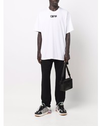 weißes und schwarzes bedrucktes T-Shirt mit einem Rundhalsausschnitt von Off-White