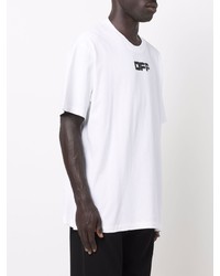 weißes und schwarzes bedrucktes T-Shirt mit einem Rundhalsausschnitt von Off-White