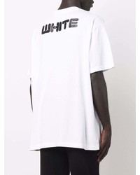 weißes und schwarzes bedrucktes T-Shirt mit einem Rundhalsausschnitt von Off-White