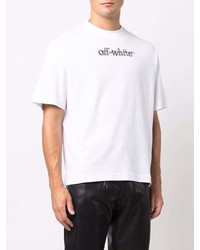 weißes und schwarzes bedrucktes T-Shirt mit einem Rundhalsausschnitt von Off-White