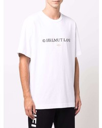 weißes und schwarzes bedrucktes T-Shirt mit einem Rundhalsausschnitt von Helmut Lang