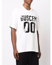 weißes und schwarzes bedrucktes T-Shirt mit einem Rundhalsausschnitt von Buscemi