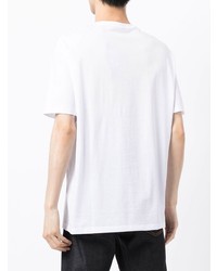 weißes und schwarzes bedrucktes T-Shirt mit einem Rundhalsausschnitt von Armani Exchange