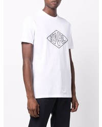 weißes und schwarzes bedrucktes T-Shirt mit einem Rundhalsausschnitt von Karl Lagerfeld