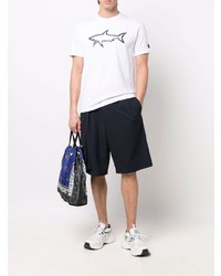 weißes und schwarzes bedrucktes T-Shirt mit einem Rundhalsausschnitt von Paul & Shark