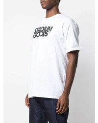 weißes und schwarzes bedrucktes T-Shirt mit einem Rundhalsausschnitt von Stadium Goods