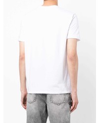 weißes und schwarzes bedrucktes T-Shirt mit einem Rundhalsausschnitt von Armani Exchange