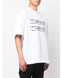 weißes und schwarzes bedrucktes T-Shirt mit einem Rundhalsausschnitt von We11done