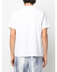 weißes und schwarzes bedrucktes T-Shirt mit einem Rundhalsausschnitt von Duvetica