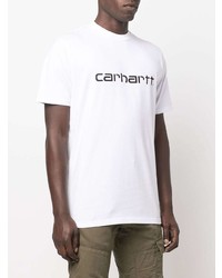 weißes und schwarzes bedrucktes T-Shirt mit einem Rundhalsausschnitt von Carhartt WIP