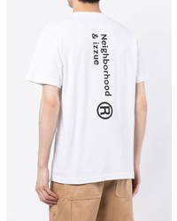 weißes und schwarzes bedrucktes T-Shirt mit einem Rundhalsausschnitt von Izzue