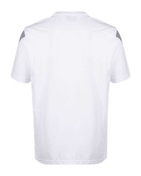 weißes und schwarzes bedrucktes T-Shirt mit einem Rundhalsausschnitt von Ea7 Emporio Armani