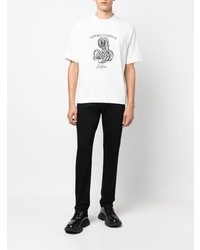 weißes und schwarzes bedrucktes T-Shirt mit einem Rundhalsausschnitt von Emporio Armani