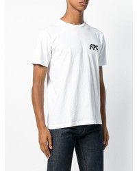 weißes und schwarzes bedrucktes T-Shirt mit einem Rundhalsausschnitt von A.P.C.