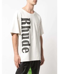 weißes und schwarzes bedrucktes T-Shirt mit einem Rundhalsausschnitt von Rhude