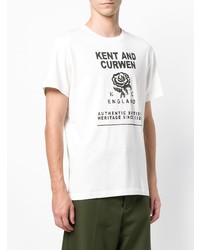 weißes und schwarzes bedrucktes T-Shirt mit einem Rundhalsausschnitt von Kent & Curwen