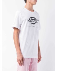 weißes und schwarzes bedrucktes T-Shirt mit einem Rundhalsausschnitt von Dickies Construct