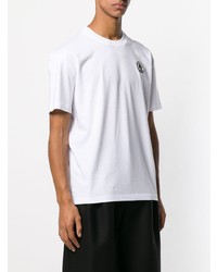 weißes und schwarzes bedrucktes T-Shirt mit einem Rundhalsausschnitt von McQ Alexander McQueen