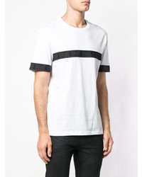 weißes und schwarzes bedrucktes T-Shirt mit einem Rundhalsausschnitt von Cavalli Class