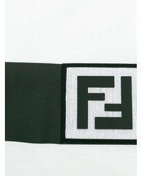 weißes und schwarzes bedrucktes T-Shirt mit einem Rundhalsausschnitt von Fendi