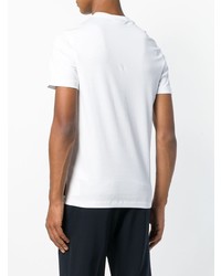 weißes und schwarzes bedrucktes T-Shirt mit einem Rundhalsausschnitt von Emporio Armani