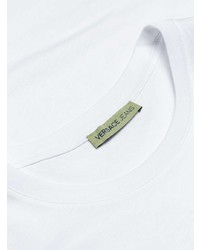 weißes und schwarzes bedrucktes T-Shirt mit einem Rundhalsausschnitt von Versace Jeans