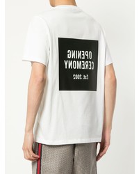 weißes und schwarzes bedrucktes T-Shirt mit einem Rundhalsausschnitt von Opening Ceremony