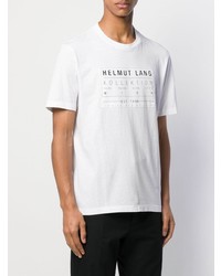 weißes und schwarzes bedrucktes T-Shirt mit einem Rundhalsausschnitt von Helmut Lang