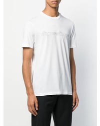 weißes und schwarzes bedrucktes T-Shirt mit einem Rundhalsausschnitt von Emporio Armani