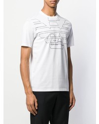 weißes und schwarzes bedrucktes T-Shirt mit einem Rundhalsausschnitt von Emporio Armani