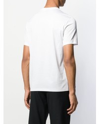 weißes und schwarzes bedrucktes T-Shirt mit einem Rundhalsausschnitt von Emporio Armani