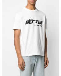 weißes und schwarzes bedrucktes T-Shirt mit einem Rundhalsausschnitt von Botter