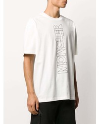 weißes und schwarzes bedrucktes T-Shirt mit einem Rundhalsausschnitt von MONCLER GRENOBLE