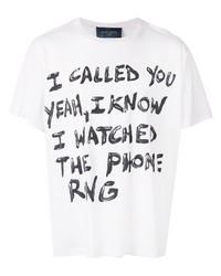 weißes und schwarzes bedrucktes T-Shirt mit einem Rundhalsausschnitt von Lost Daze