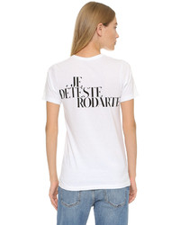 weißes und schwarzes bedrucktes T-Shirt mit einem Rundhalsausschnitt von Rodarte