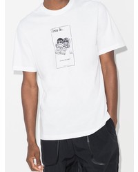 weißes und schwarzes bedrucktes T-Shirt mit einem Rundhalsausschnitt von Vetements