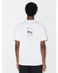 weißes und schwarzes bedrucktes T-Shirt mit einem Rundhalsausschnitt von Vetements